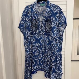 Blue Patterned Swim Coverup
